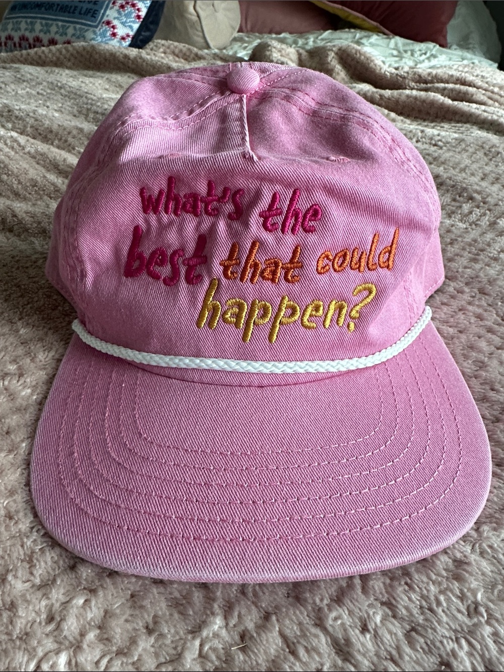 Pink Women’s Cap with Motivational Embroidery
